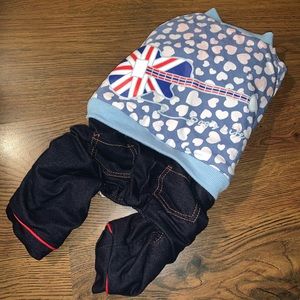 Dog One Piece Coat & Jeans Jumpsuit